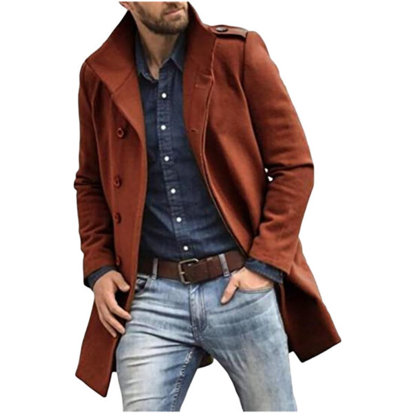 European Style Woolen Men's Coat Autumn And Winter New Thickened Coat - Image 5