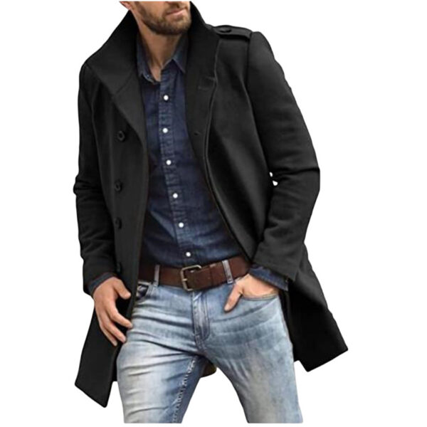 European Style Woolen Men's Coat Autumn And Winter New Thickened Coat - Image 4