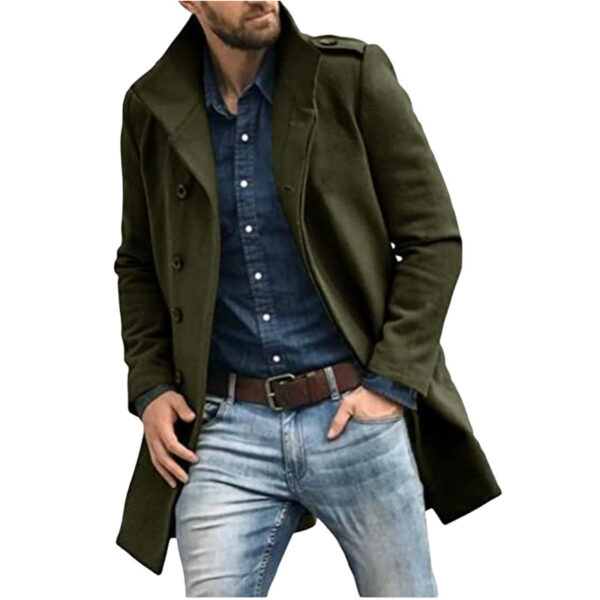 European Style Woolen Men's Coat Autumn And Winter New Thickened Coat - Image 3